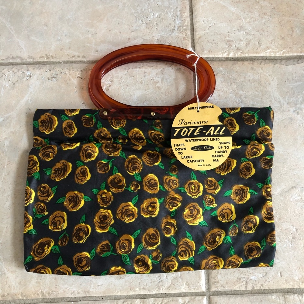 Vintage snap up tote bag, with original tags!